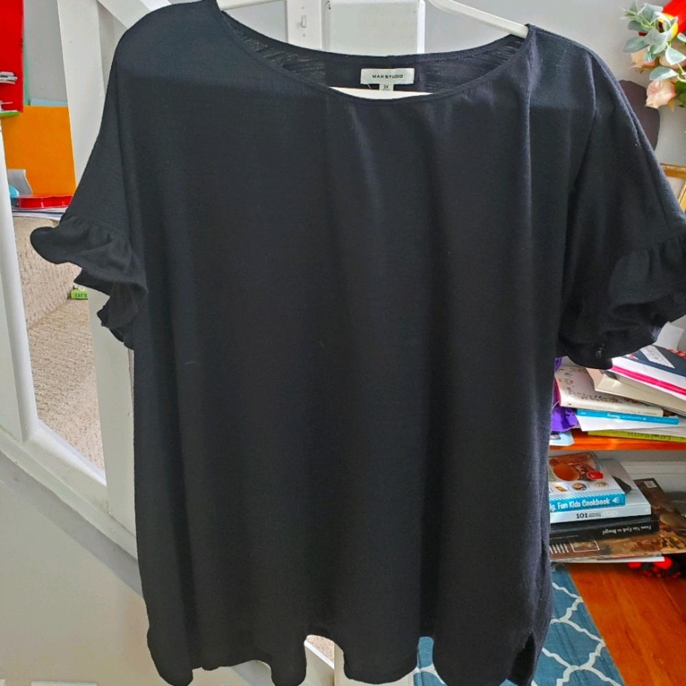 Max Studio black sort sleeve top 3X